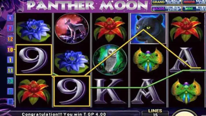 สัญลักษณ์ตัวช่วยพิเศษในเกมสล็อต Panther Moon